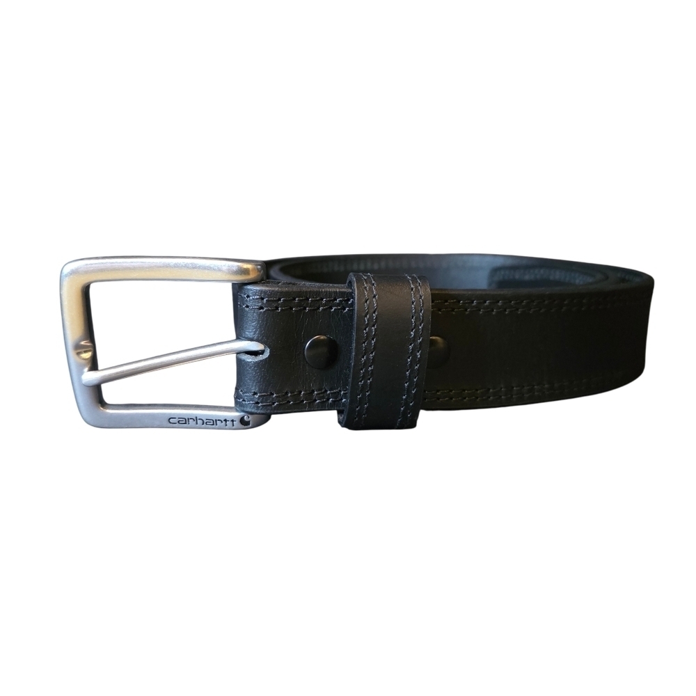 NWOT Carhartt Mens Black Top Grain Leather Hamilton Belt WB5503-M Size 44